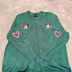 Disney Green Christmas Cardigan with Holiday Embroidery